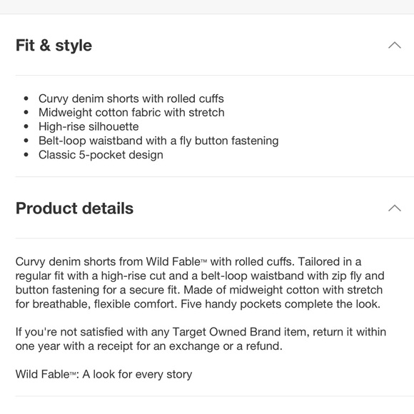 BNWT Wild Fable High-Rise Curvy Rolled Cuff Jean Shorts - Picture 4 of 5